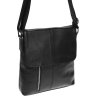 Добротная мужская сумка-планшет на плечо из натуральной кожи черного окраса Borsa Leather (21322) - 4