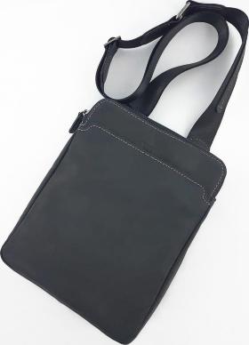 Мужская кожаная сумка на два отделения черного цвета VATTO (12132)