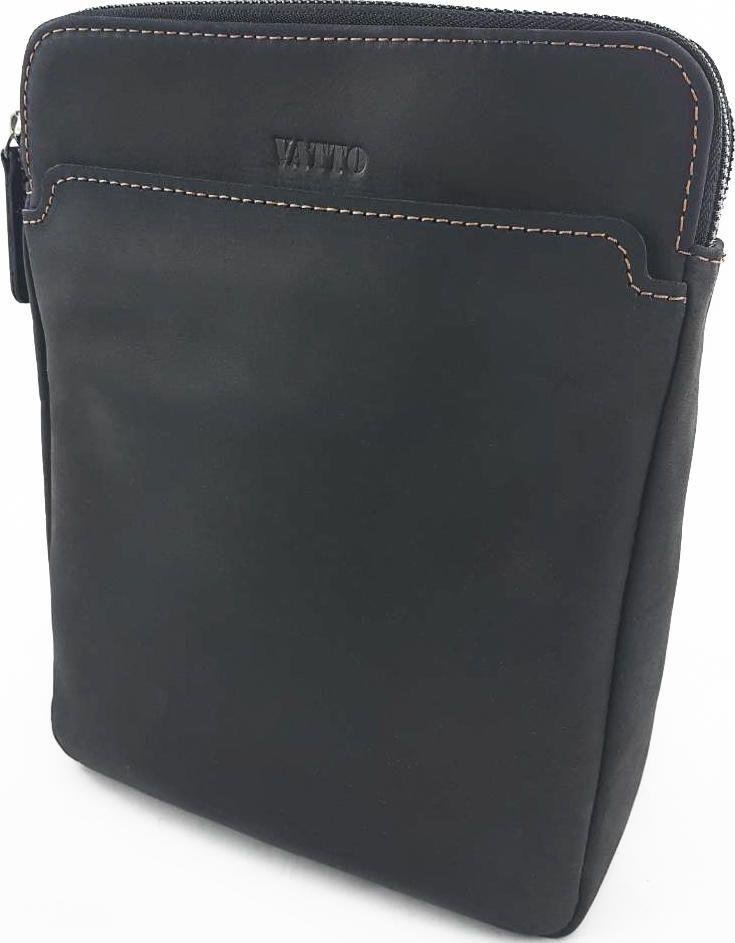 Чоловіча шкіряна сумка на два відділення чорного кольору VATTO (12132)