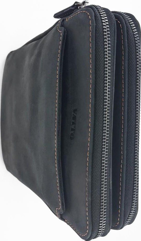 Чоловіча шкіряна сумка на два відділення чорного кольору VATTO (12132)