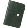 Тёмно-зеленая небольшая визитница из натуральной кожи на кнопке ST Leather (18860) - 1