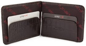 Коричневый зажим для купюр с тиснением на коже KARYA (16156)