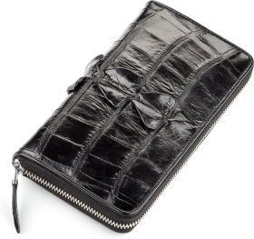 Чоловічий гаманець-клатч з натуральної шкіри крокодила чорного кольору CROCODILE LEATHER (024-18024)