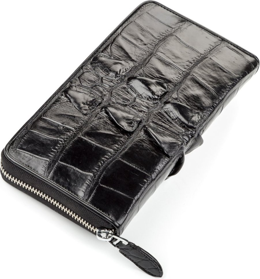 Мужской кошелек-клатч из натуральной кожи крокодила черного цвета CROCODILE LEATHER (024-18024)