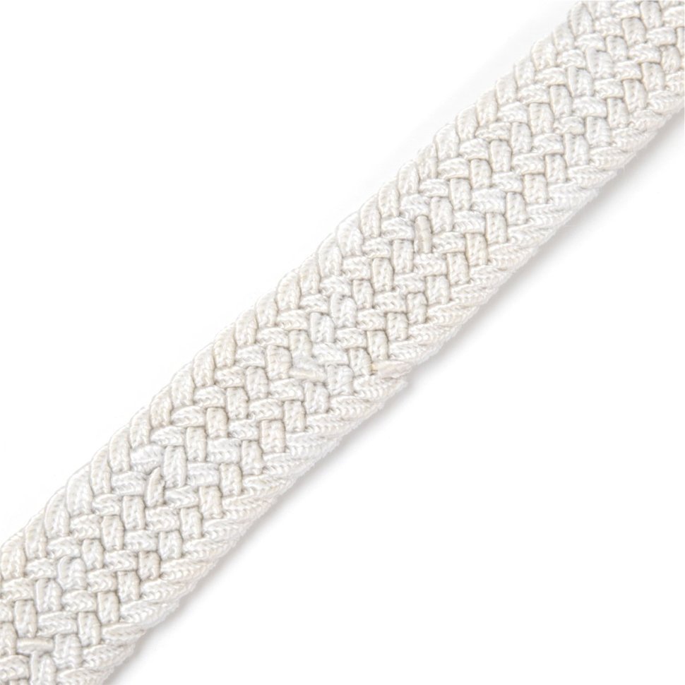 Тонкий текстильний жіночий ремінь білого кольору зі сріблястою пряжкою Vintage (2420545)