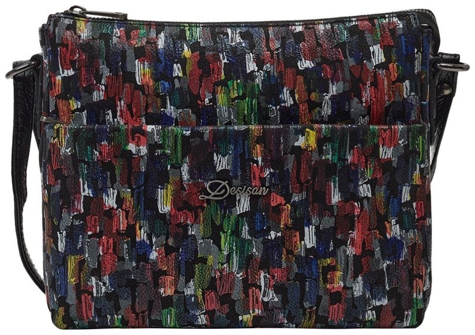 Яркая женская сумка из натуральной кожи через плечо Desisan 107091 разноцветная modnotak фото №1
