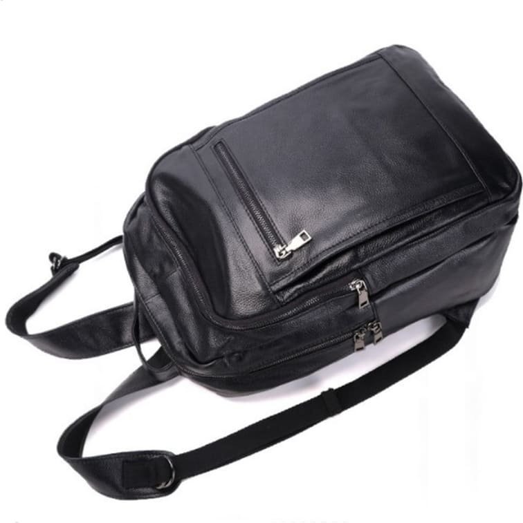 Великий чоловічий шкіряний рюкзак чорного кольору Keizer (57191)