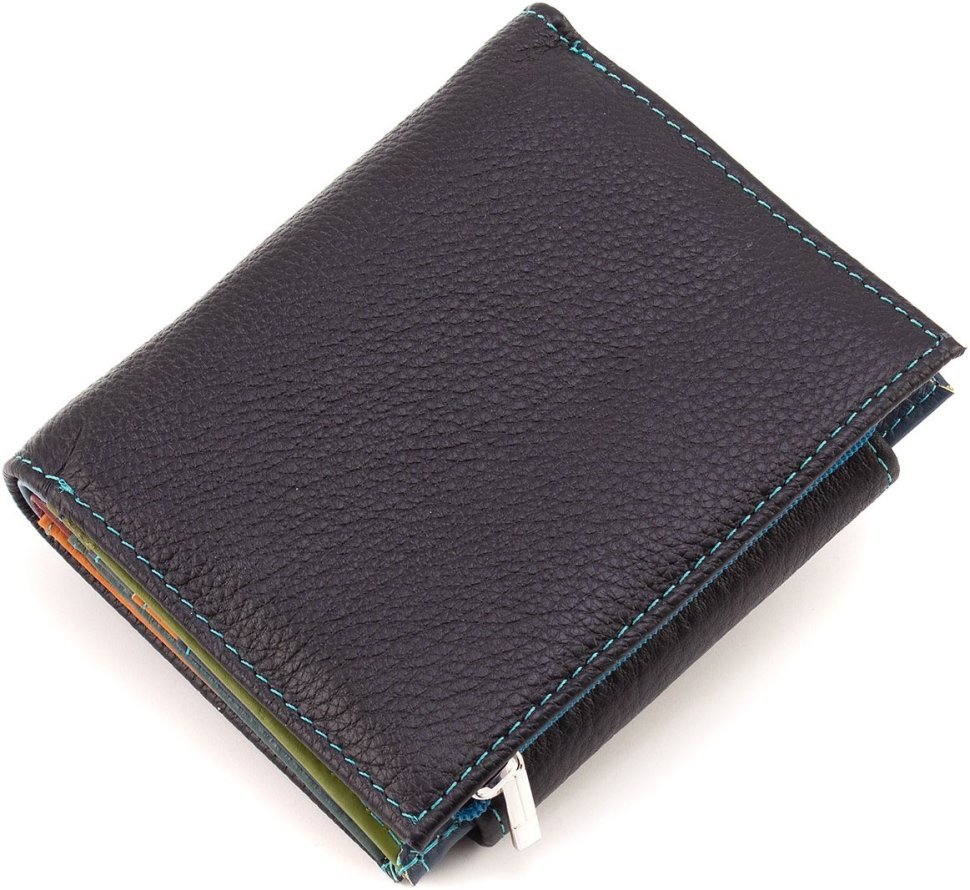 Шкіряний жіночий гаманець чорного кольору з монетницею ST Leather 1767291