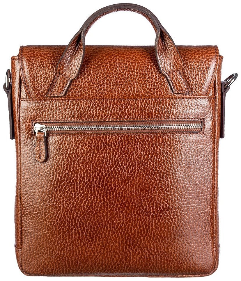 Мужская барсетка с ручкой из натуральной кожи флотар рыжего цвета DESISAN 107391 modnotak фото №2