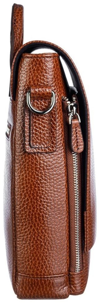 Мужская барсетка с ручкой из натуральной кожи флотар рыжего цвета DESISAN 107391 modnotak фото №4