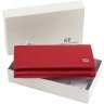 Женский кожаный кошелек красного цвета с клапаном на кнопке ST Leather 1767391 - 9