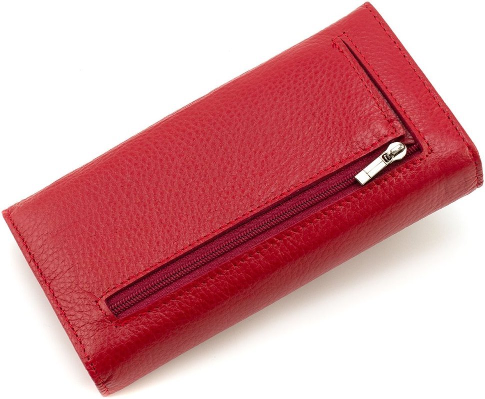 Женский кожаный кошелек красного цвета с клапаном на кнопке ST Leather 1767391