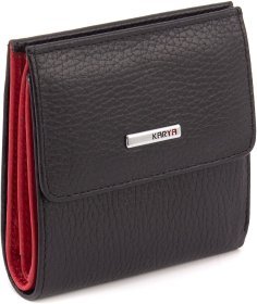 Чорно-червоний маленький жіночий гаманець з натуральної шкіри Karya 67491
