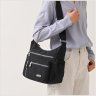 Жіноча тканинна сумка-месенджер чорного кольору через плече Confident 77591 - 2