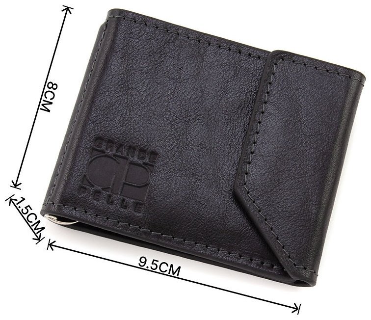 Маленький мужской зажим для купюр из натуральной кожи на магните Grande Pelle 67791 modnotak фото №3