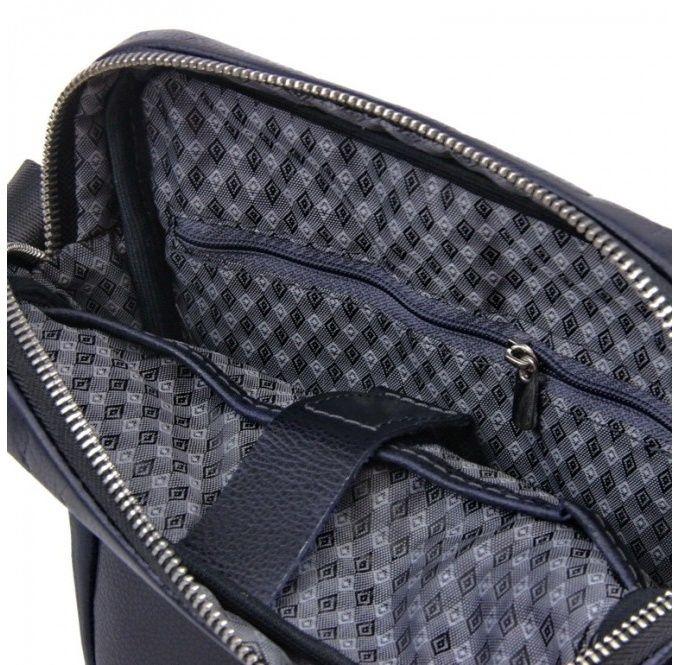 Чоловіча сумка темно-синього кольору з якісної шкіри Tom Stone (12206)