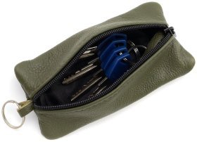 Велика шкіряна ключниця з двома відділеннями темно-зеленого кольору ST Leather 97791