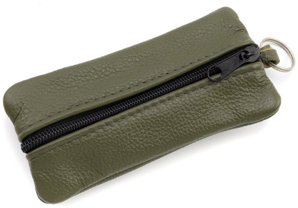 Велика шкіряна ключниця з двома відділеннями темно-зеленого кольору ST Leather 97791 modnotak фото №3