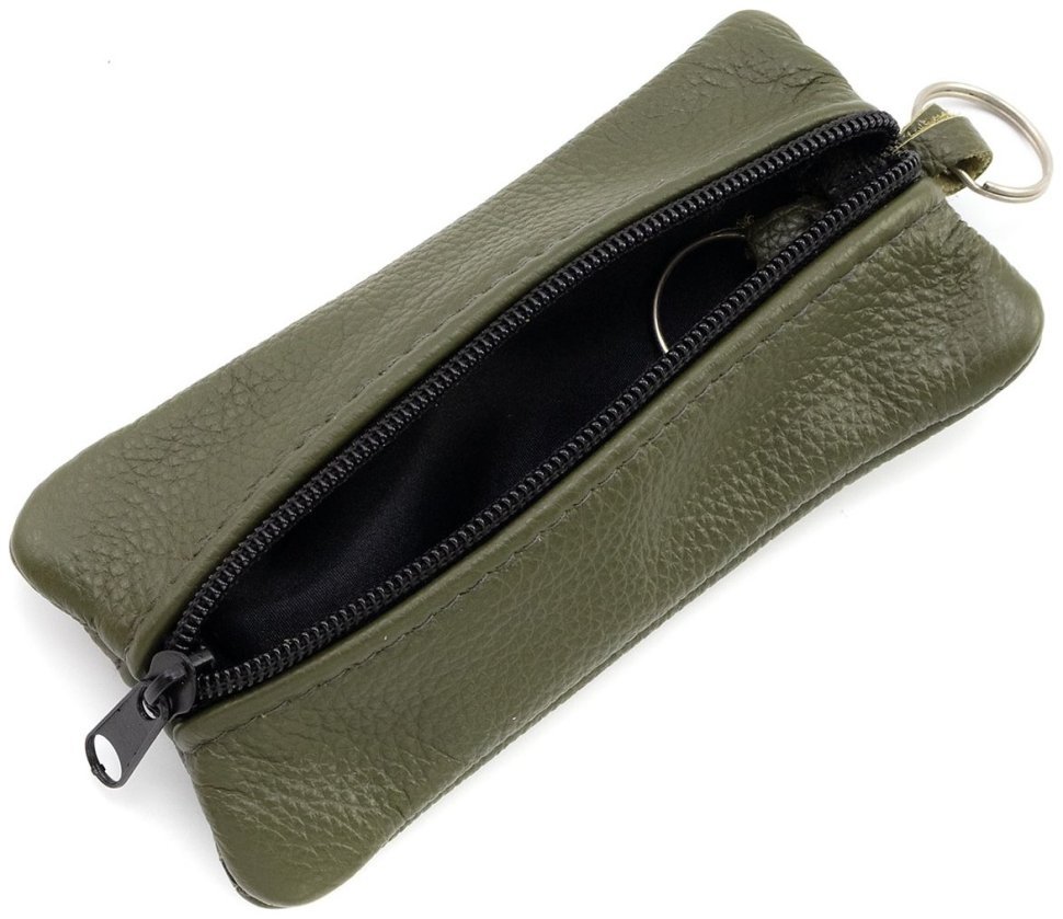 Велика шкіряна ключниця з двома відділеннями темно-зеленого кольору ST Leather 97791 modnotak фото №4