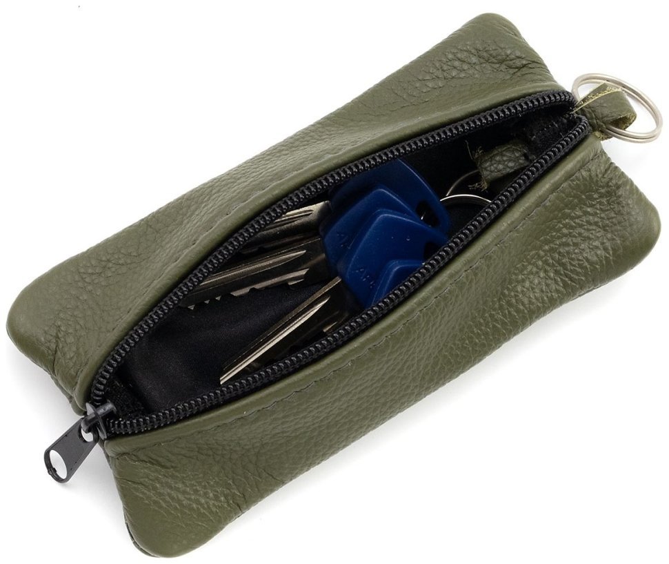 Велика шкіряна ключниця з двома відділеннями темно-зеленого кольору ST Leather 97791 modnotak фото №5