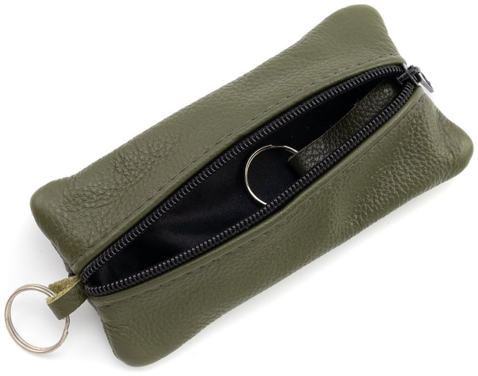 Велика шкіряна ключниця з двома відділеннями темно-зеленого кольору ST Leather 97791 modnotak фото №6