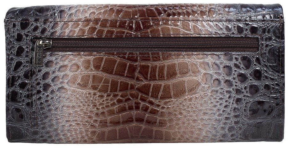Лакированный большой женский кошелек из кожи с фактурой кроко на магните Desisan 107891 разноцветный modnotak фото №2