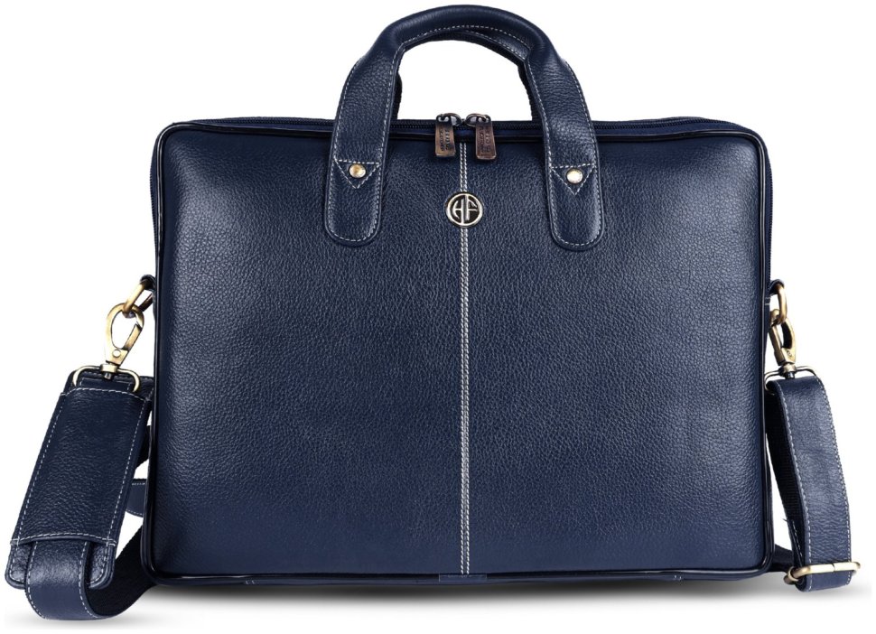 Кожаная сумка с плечевым ремнем для ноутбука до 13" Hammonds Flycatcher LB105 синего цвета 107991 modnotak фото №1