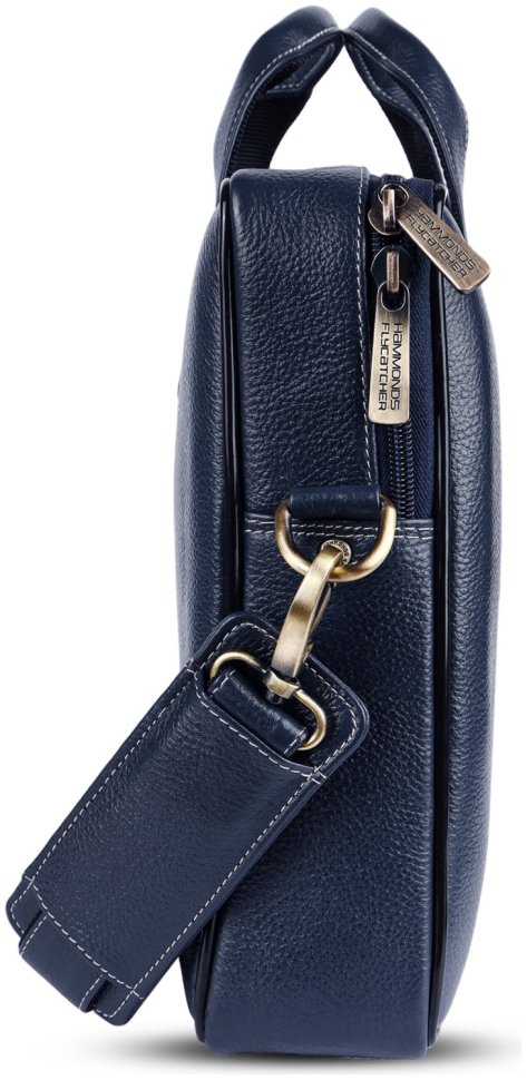 Кожаная сумка с плечевым ремнем для ноутбука до 13" Hammonds Flycatcher LB105 синего цвета 107991 modnotak фото №4