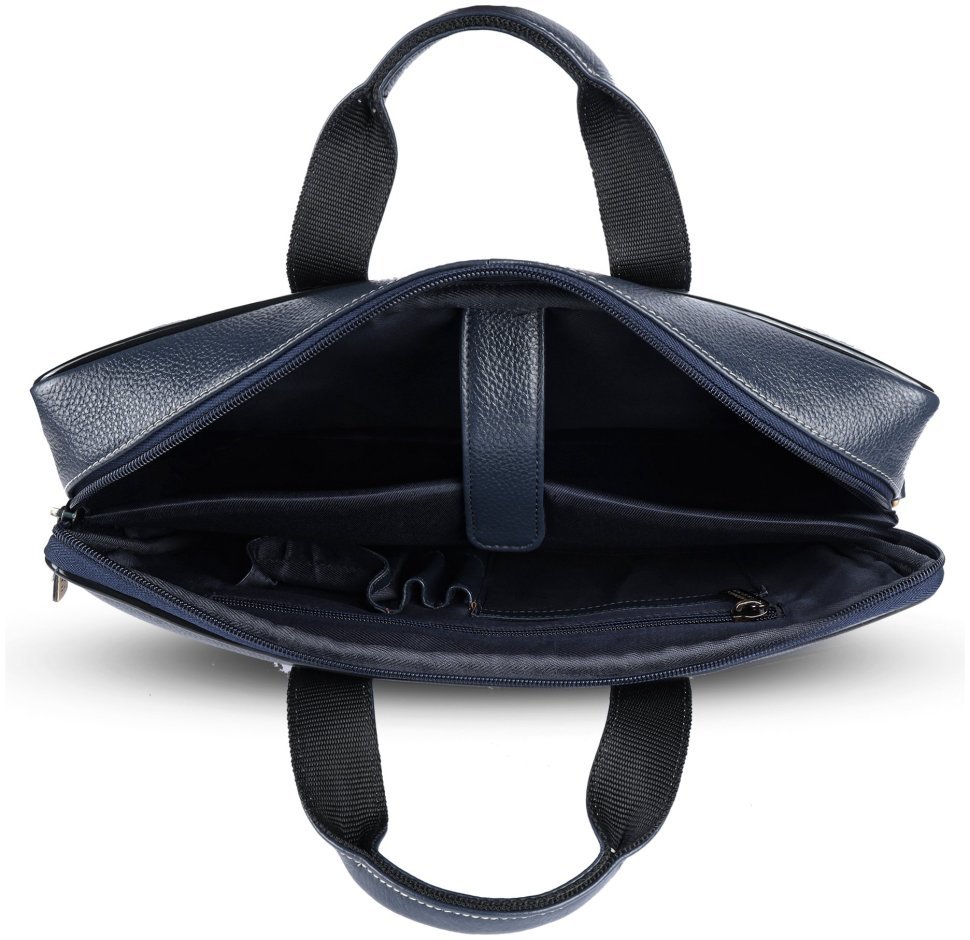 Кожаная сумка с плечевым ремнем для ноутбука до 13" Hammonds Flycatcher LB105 синего цвета 107991 modnotak фото №5