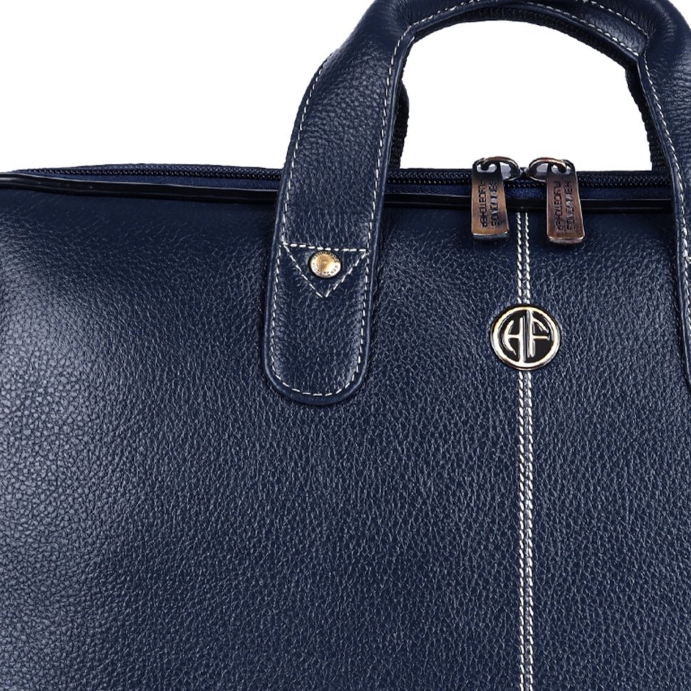 Кожаная сумка с плечевым ремнем для ноутбука до 13" Hammonds Flycatcher LB105 синего цвета 107991 modnotak фото №7