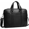 Мужская деловая кожаная сумка-портфель черного цвета Tiding Bag (19440) - 1
