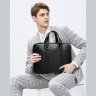 Мужская деловая кожаная сумка-портфель черного цвета Tiding Bag (19440) - 2