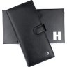 Шкіряний чоловічий купюрник чорного кольору під багато карток H-Leather Accessories (21545) - 10