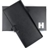 Шкіряний чоловічий купюрник чорного кольору під багато карток H-Leather Accessories (21545) - 6