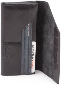 Стильный полностью кожаный кошелек ручной работы Grande Pelle (13011)