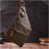 Текстильна чоловіча сумка через плече оливкового кольору Vintage 2422197 - 7