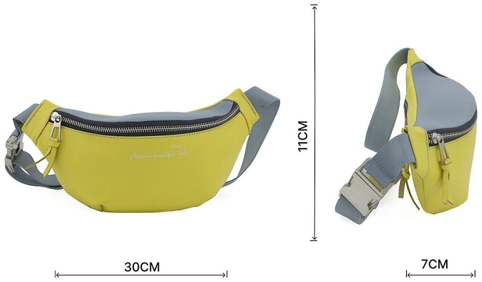 Желто-голубая патриотическая сумка-бананка из натуральной кожи Grande Pelle (10128) modnotak фото №3