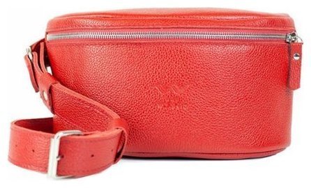 Красная женская сумка-бананка из фактурной кожи высокого качества BlankNote Explorer S 78991