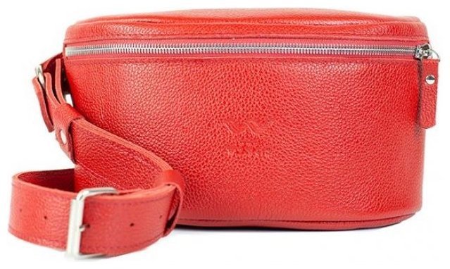 Красная женская сумка-бананка из фактурной кожи высокого качества BlankNote Explorer S 78991