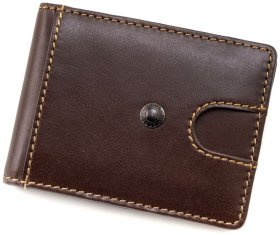 Коричневий чоловічий зажим для купюр із натуральної високоякісної шкіри Visconti 69191