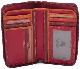 Червоний жіночий гаманець середнього розміру з натуральної шкіри на блискавці Visconti Aruba 69291