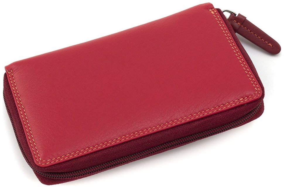 Червоний жіночий гаманець середнього розміру з натуральної шкіри на блискавці Visconti Aruba 69291