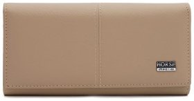 Женский кошелек из натуральной кожи с клапаном на кнопке Horse Imperial 109891 бежевого цвета