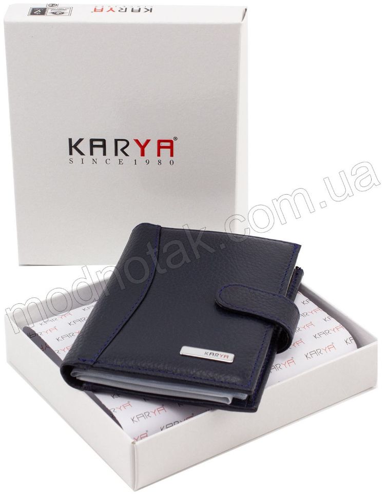 Шкіряна обкладинка для документів темно-синього кольору KARYA (440-44)