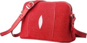 Красная сумка на молнии из настоящей кожи ската STINGRAY LEATHER (024-18631)