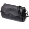 Черная кожаная женская сумка на плечо с клапаном на магнитной кнопке Vintage 2422254 - 1