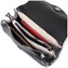 Черная кожаная женская сумка на плечо с клапаном на магнитной кнопке Vintage 2422254 - 5