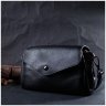 Черная кожаная женская сумка на плечо с клапаном на магнитной кнопке Vintage 2422254 - 7