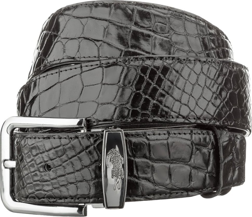 Универсальный ремень черного цвета из крокодиловой кожи CROCODILE LEATHER (024-18602) modnotak фото №1