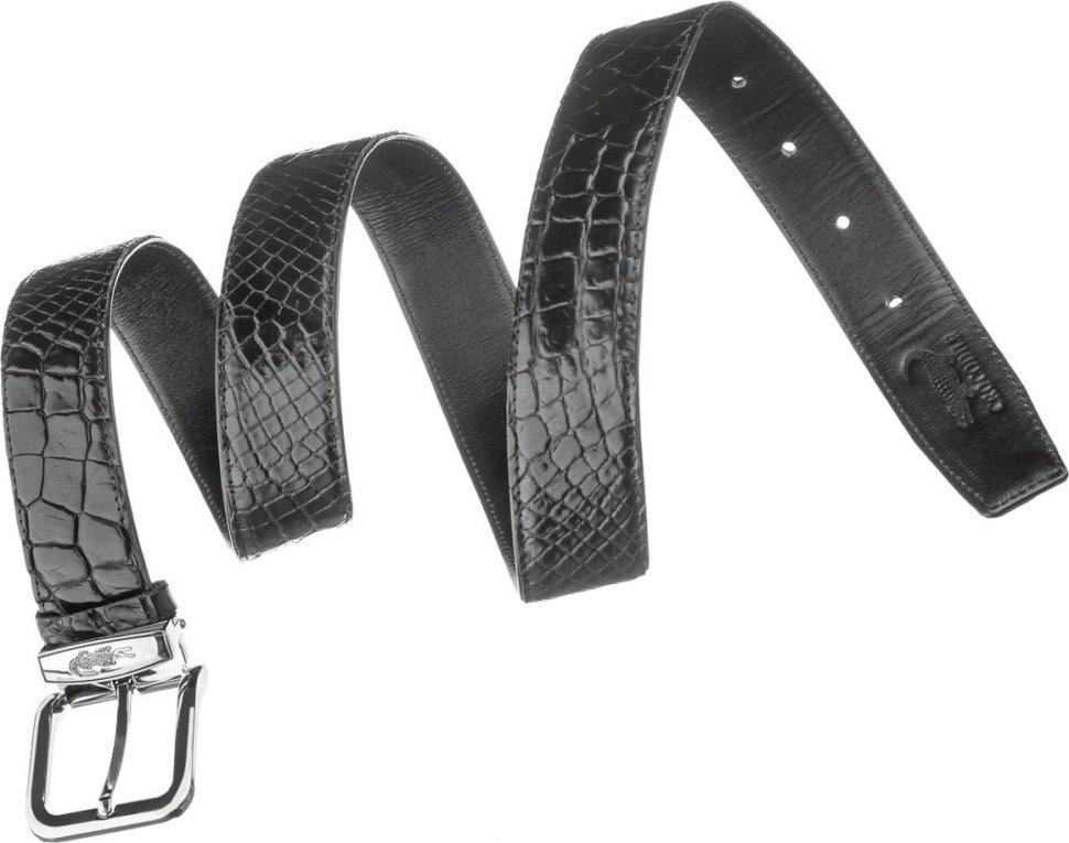 Универсальный ремень черного цвета из крокодиловой кожи CROCODILE LEATHER (024-18602) modnotak фото №3
